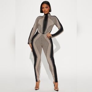 NWT 3X FASHION NOVA Fallen Angel Sweater Jumpsuit - Taupe/combo